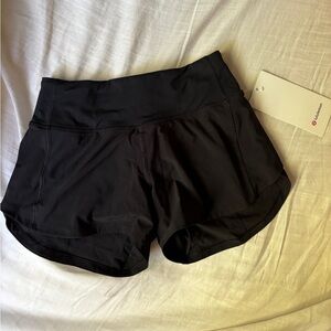 BRAND NEW Black Lululemon speed up shorts size 0, mid rise 4in, never worn
